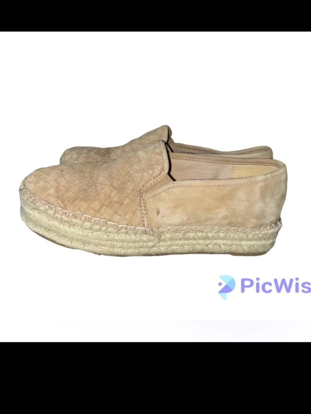 Sam Edelman Catherine Tan Woven Jute Leather Suede Platform Espadrille